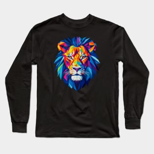 Colourful Geometric Lion Long Sleeve T-Shirt